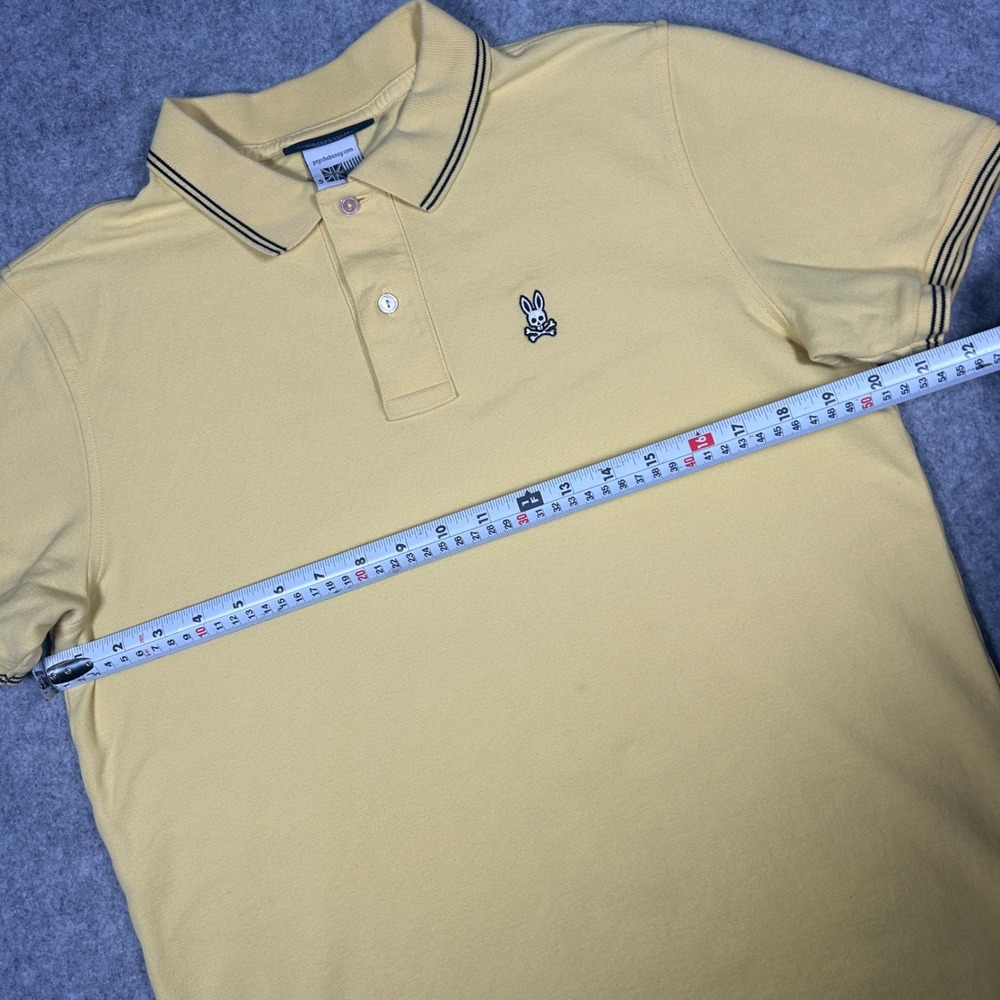 Psycho Bunny Polo Shirt Men Size 5 medium Yellow Pima Cotton Short Sleeve Preppy - Picture 12 of 16